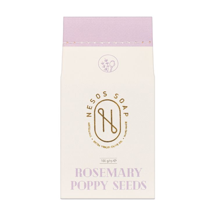 nesos rosemary and poppy seeds handmade soap